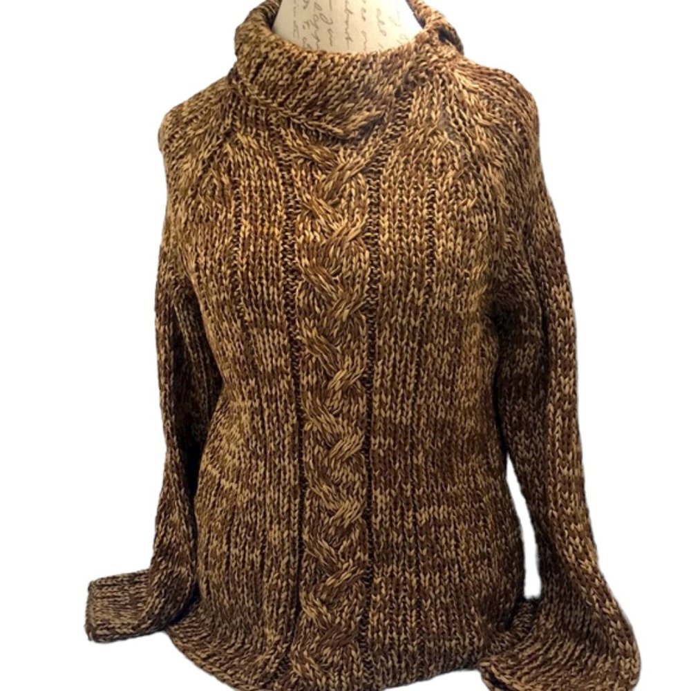 Isda & Co. Brown & Tan Mix Cowl Sweater Size L